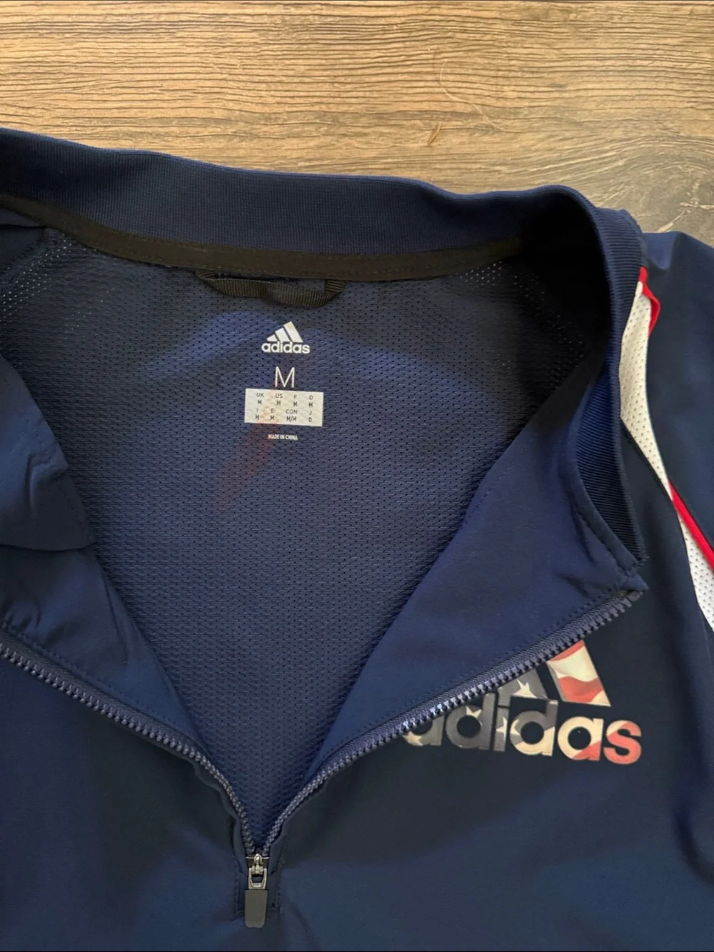 ADIDAS 1/4 Zip Batting Jacket Mens Shirt Triple Stripe Vented Short Sleeve USA M